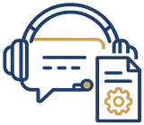 &Iacute;cone de assessoria consultiva: atendimento com headset e documento t&eacute;cnico